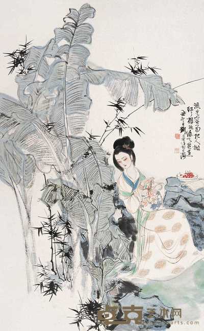 刘旦宅 1985年作 红了樱桃，绿了芭蕉 立轴 96.5×60cm